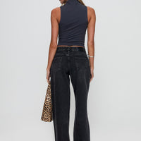 Serenitia Mid Rise Straight Leg Jeans Washed Black Tall