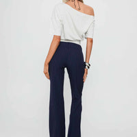 Kinkirk Flared Pants Navy Pinstripe