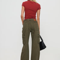 Ahstin Mid Rise Straight Leg Cargo Jeans Green Petite