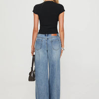 Mellowed Out Low Rise Straight Leg Jeans Mid Blue