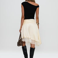 Rosemead Satin Midi Skirt Cream