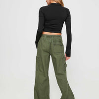 Verlaine Low Rise Cargo Jeans Olive