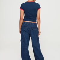 Stop & Stare Cargo Jeans Mid Wash