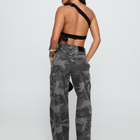Big Talk Baggy Jeans Grey Washed Camo