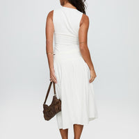 Heart Of Gold Linen Blend Midi Skirt White
