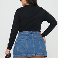 Fossils Denim Mini Skirt Blue Curve