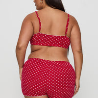 Slow Start Pointelle Sleep Short Red Curve