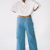 Paige Mid Rise Cargo Jean Denim Curve