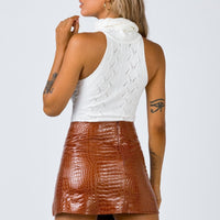 The Wren Mini Skirt Brown Croc