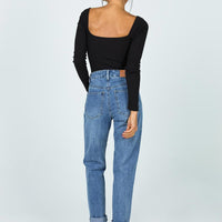 Hayden Knee Rip Jeans Mid Wash Denim
