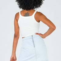 The Lola Mini Skirt Light Wash Denim