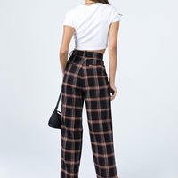 City Skies Wide Leg Check Pant Black