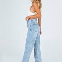 Holly Asymmetric Straight Leg Jean Light Wash Denim Petite