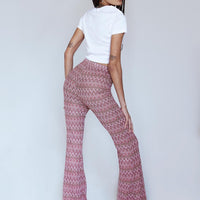 Karmen Chevron Knit Flare Pants Pink