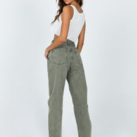 Holly Asymmetric Straight Leg Jean Green Denim