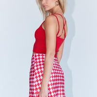 The Joan Checkerboard Mini Skirt Pink