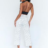 Nelly Wide Leg Face Print Pants White