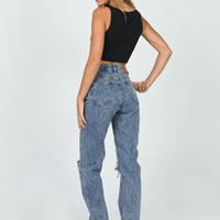 Intentions Straight Leg Knee Rip Denim Jean