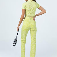 Motel Zoven Trouser Green Geo Retro