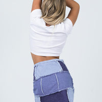 Catherine Patchwork Mini Skirt Denim