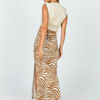 Kody Maxi Skirt Beige Zebra