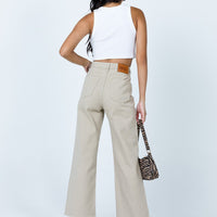 Cece Hammer Wide Leg Jeans Beige Denim