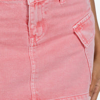 Zakai Cargo Denim Mini Skirt Light Pink Denim