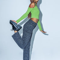 Text Me High Rise Straight Leg Jeans Black