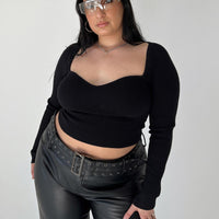 Torridon Eyelet Belt Faux Leather Pants Black Curve