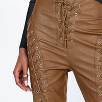 Harvey PU Pants Brown
