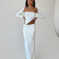 Echo Low Waist Knitted Maxi Skirt White