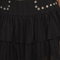Fire Sign Studded Tiered Mini Skirt Black