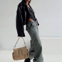 Luna Mid Rise Cargo Pants Grey