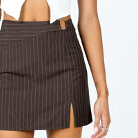Neo Pinstripe Mini Skirt Brown
