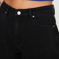Naylor Mid Rise Wide Leg Jeans Washed Black Denim
