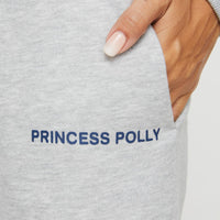 Princess Polly Straight Leg Track Pants Text Grey Marle
