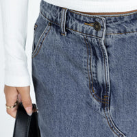 Barbara Split Midi Skirt Faded Denim