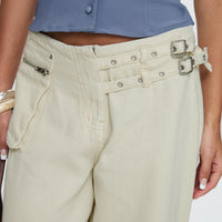 Paltrow Mid Rise Wide Leg Cargo Jeans Cream