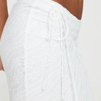 Ring Her Up Lace Wrap Maxi Skirt White