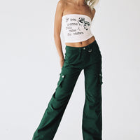 Paige Mid Rise Cargo Jean Denim Green Tall