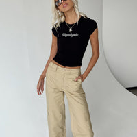 Luna Mid Rise Cargo Pants Beige Tall