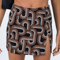 Motel Pelma Mini Skirt Tonal Interlink Black