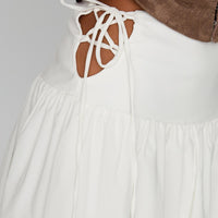 Snowflakes Tie Side Midi Skirt White