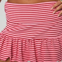 Bumblebee Ruched Mini Skirt Pink Stripe