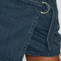 Elinora Wrap Mini Skirt Mid Blue Wash