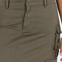 Alida Cargo Midi Skirt Olive Green