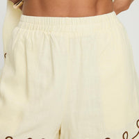 Jamari Linen Blend Shorts Cream / Brown