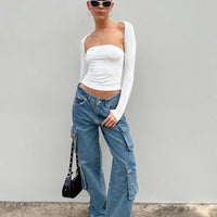 The Ragged Priest Mid Blue Combat Jeans Organic Cotton Mid Blue