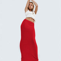 Belle Knit Maxi Skirt Red