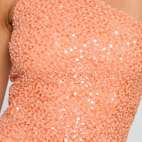 Zaraya Sequin One Shoulder Top Orange